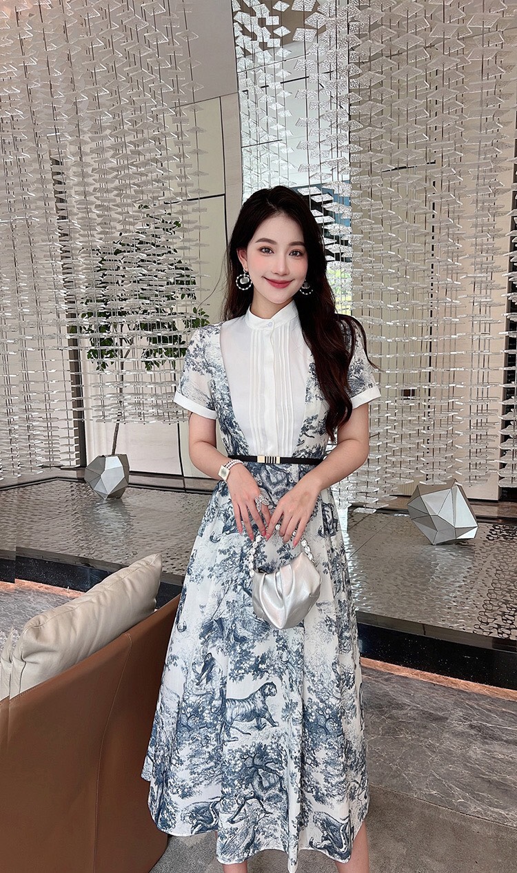 ĐẦM LỤA DIOR KÈM NỊT CAO CẤP D132